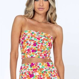 floral crop top (straps or strapless)